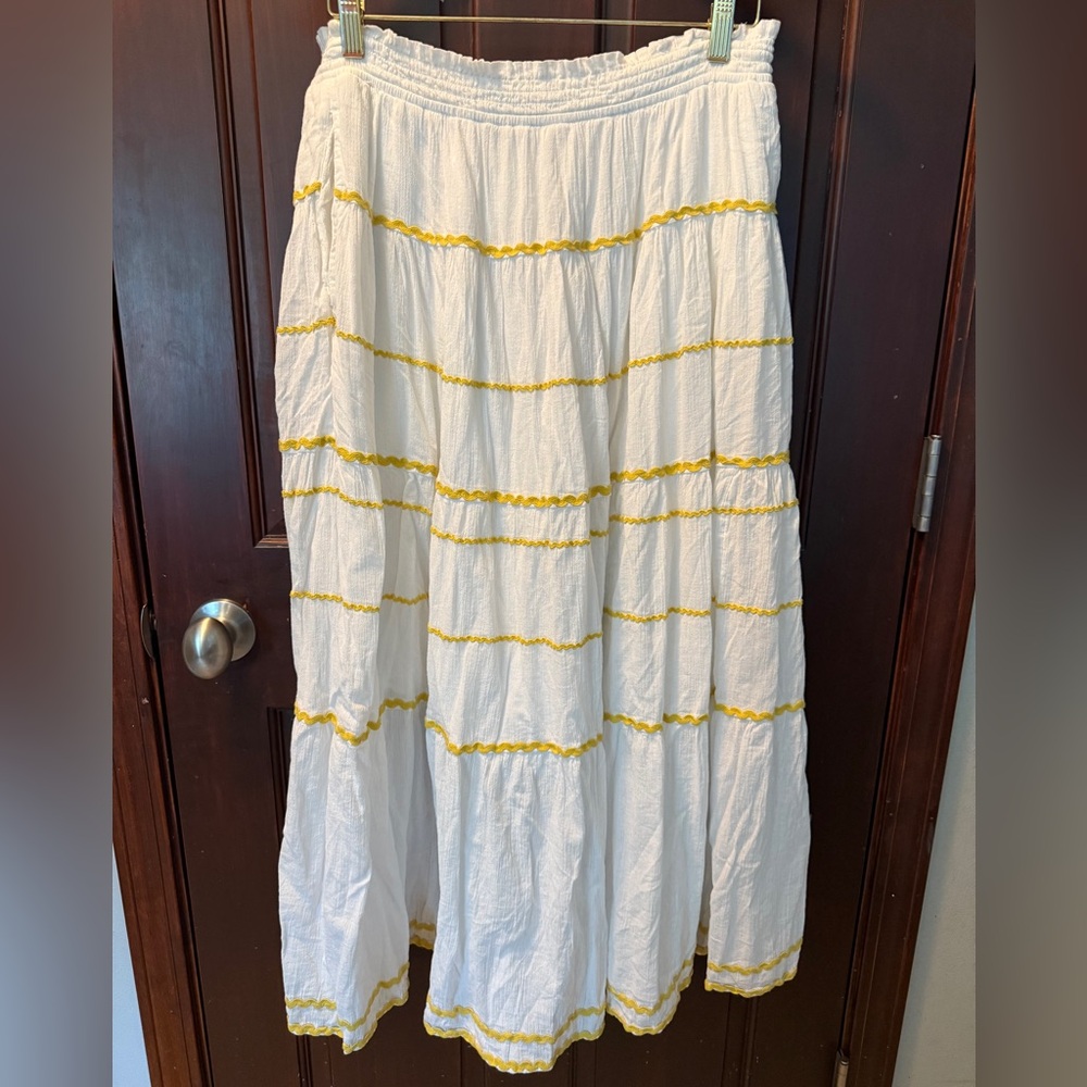 Draper James Ric Rac White and Yellow Peasant Skirt
